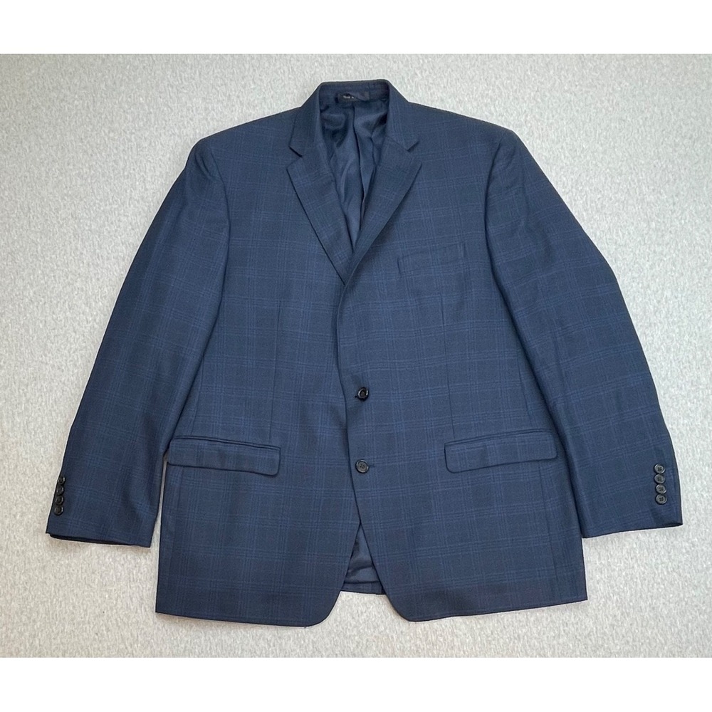 Lauren Ralph Lauren Blazer Mens 46L Blue Plaid Notch Lapel 2 Button Jacket - Picture 2 of 10